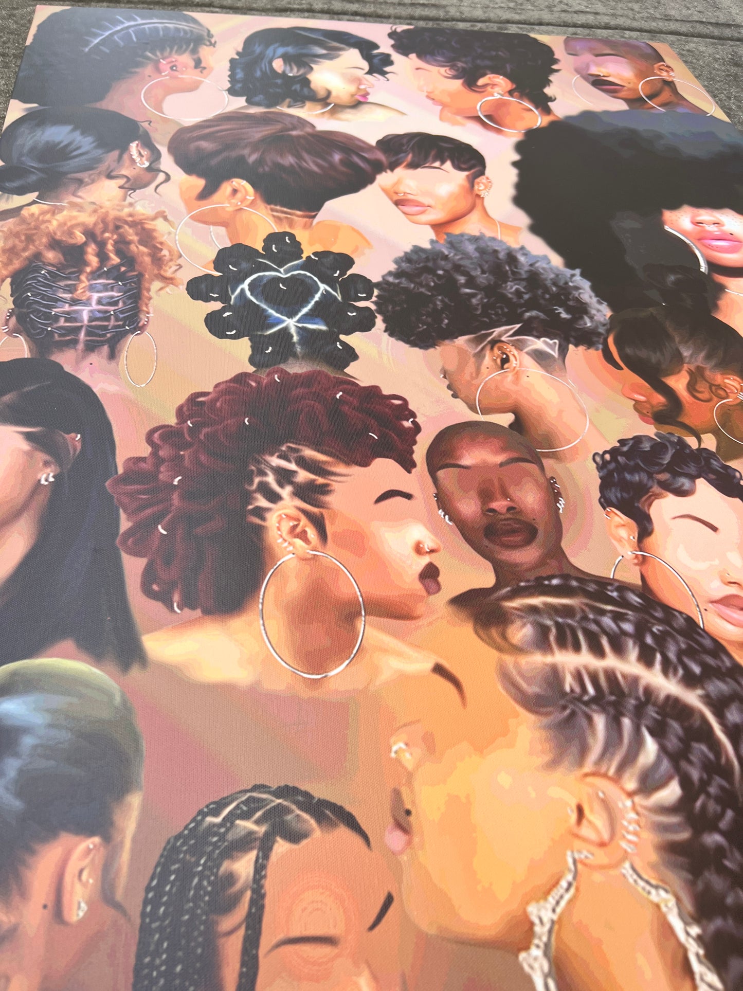 Black Girl Hair Collage Canvas Print