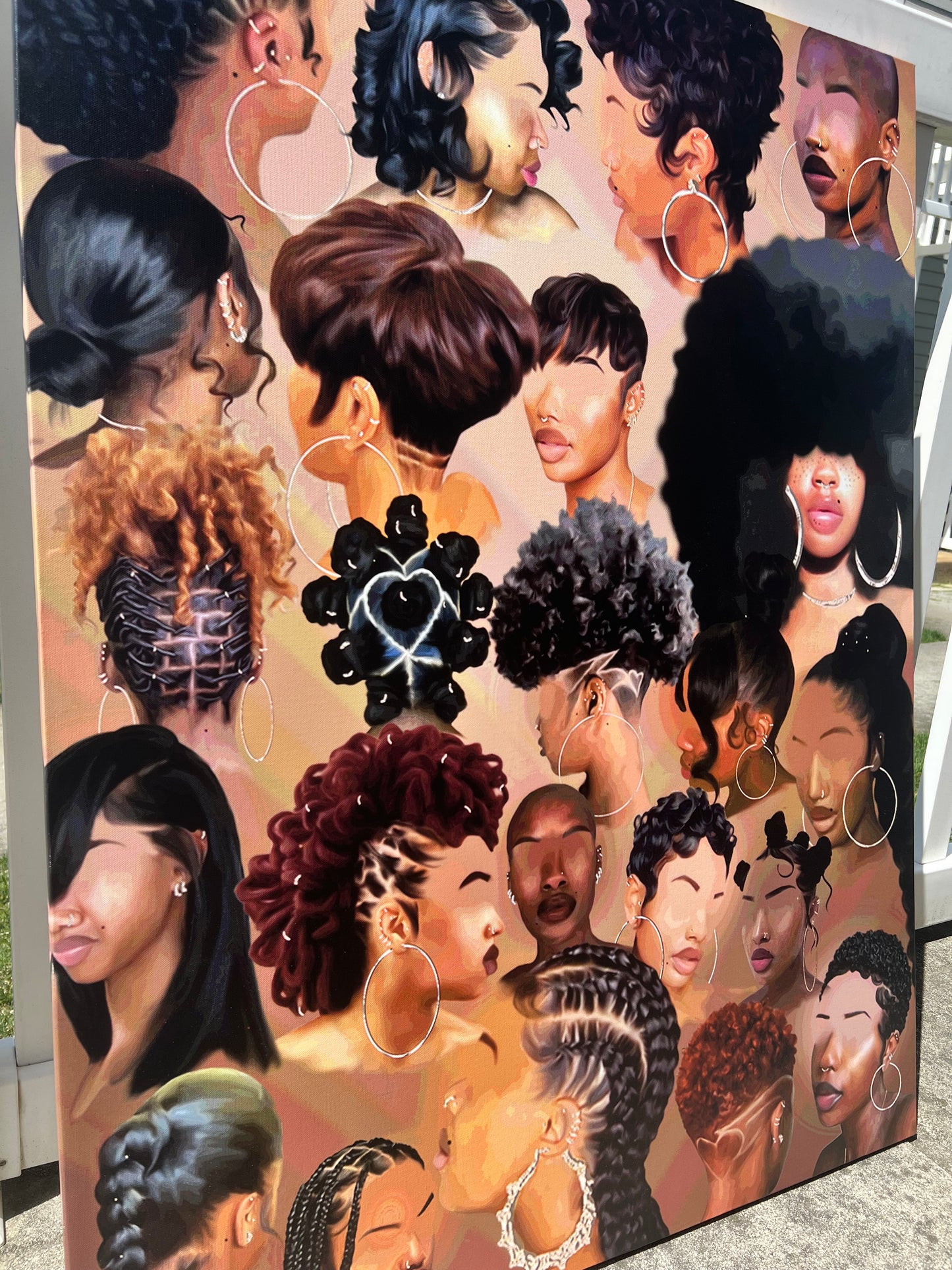 Black Girl Hair Collage Canvas Print