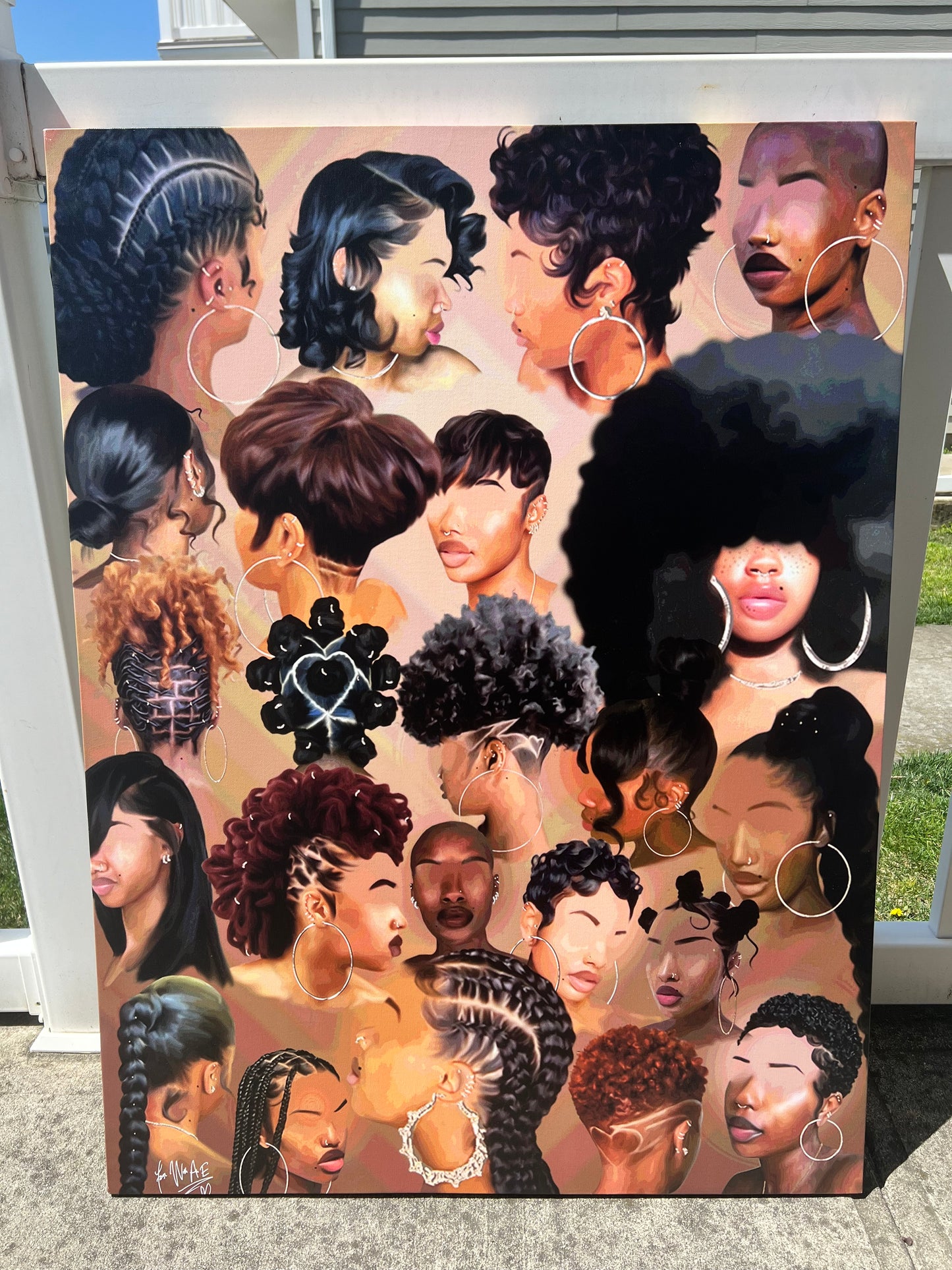 Black Girl Hair Collage Canvas Print