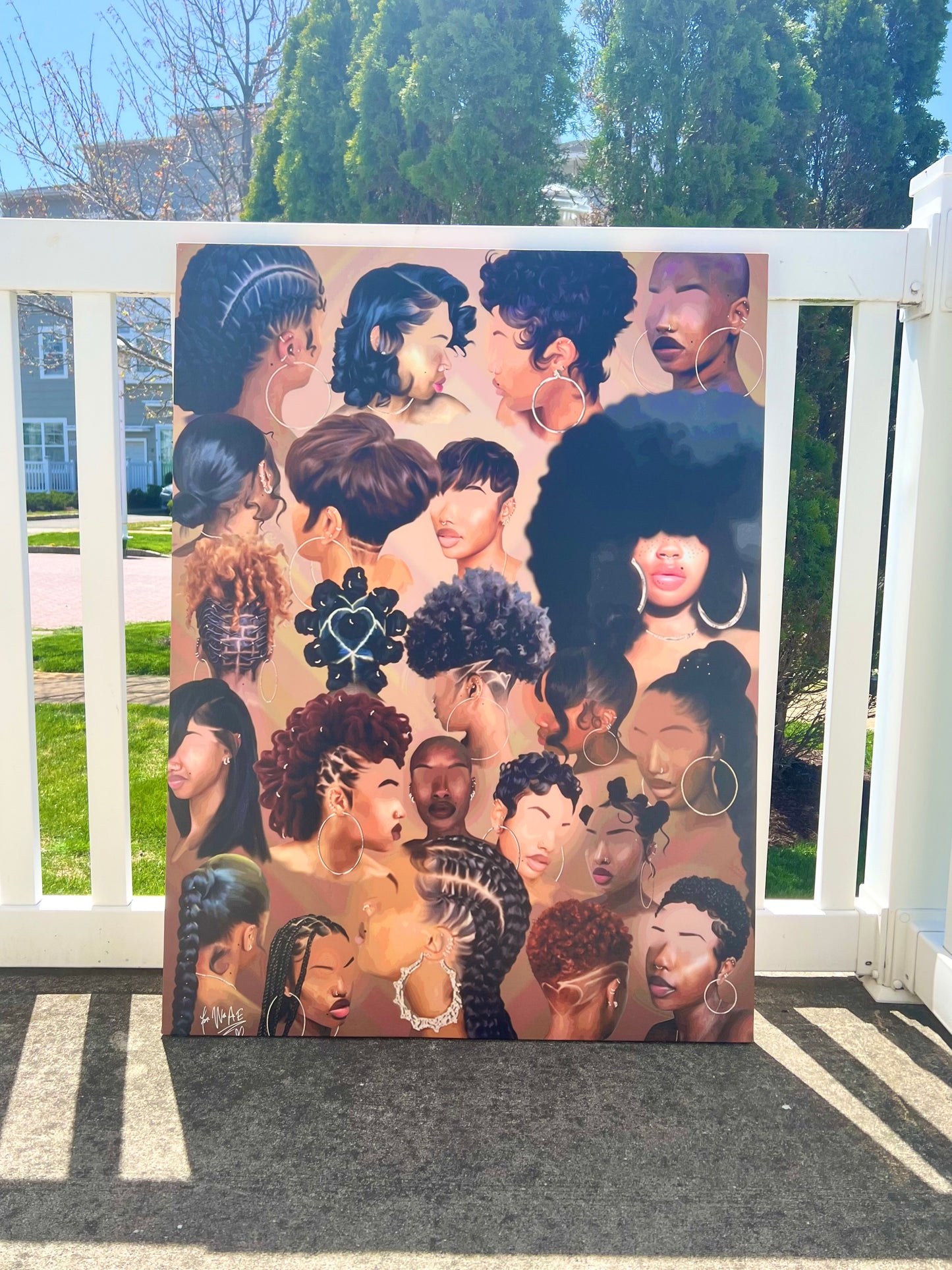 Black Girl Hair Collage Canvas Print