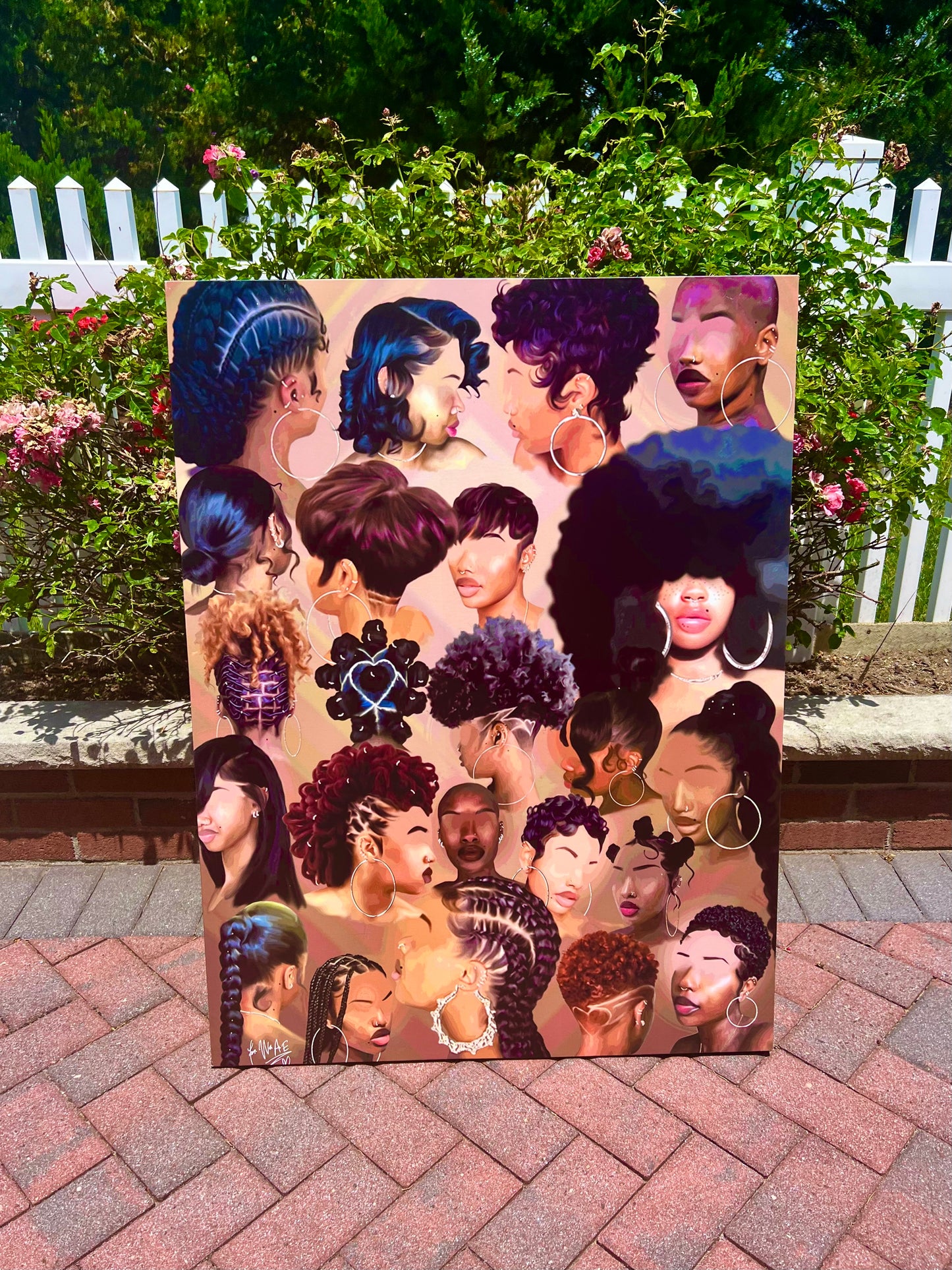 Black Girl Hair Collage Canvas Print
