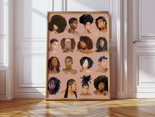Black girl hair III poster print