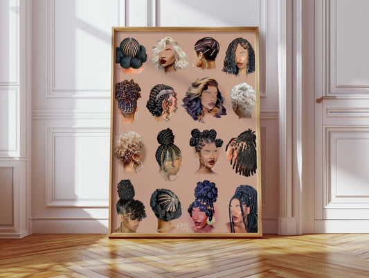 Black girl hair IIII poster print