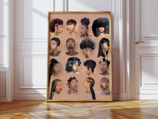 Black girl hair poster print