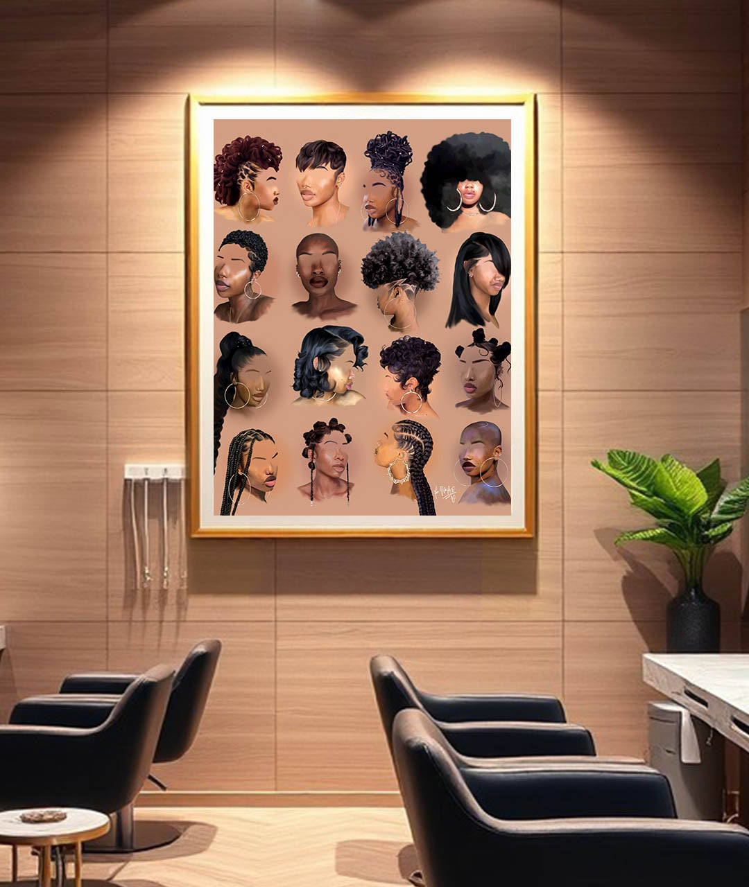 Black girl hair poster print