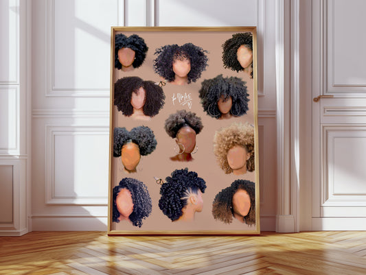 Black girl hair fros poster print