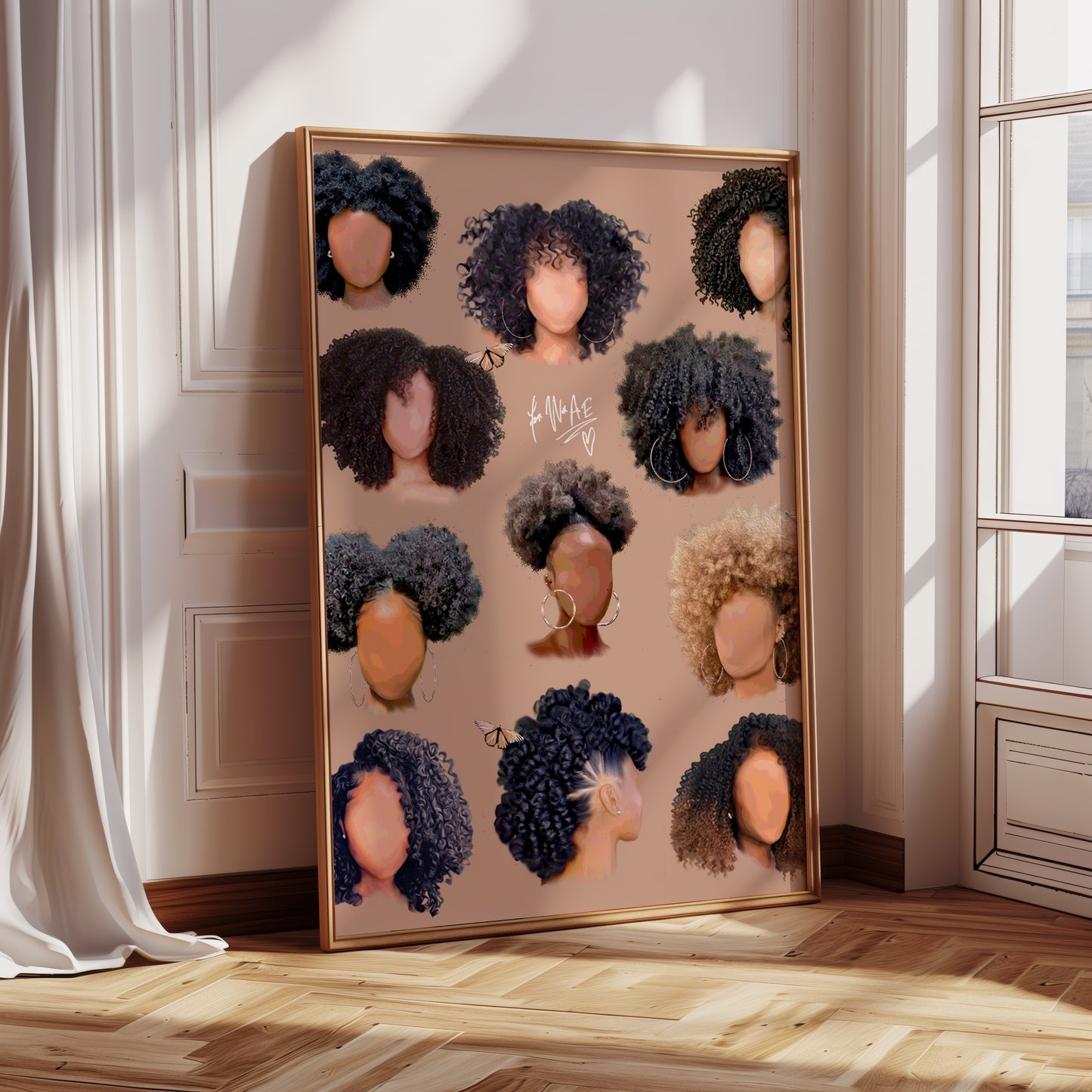 Black girl hair fros poster print