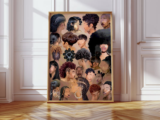 Black Girl Hair Collage poster print