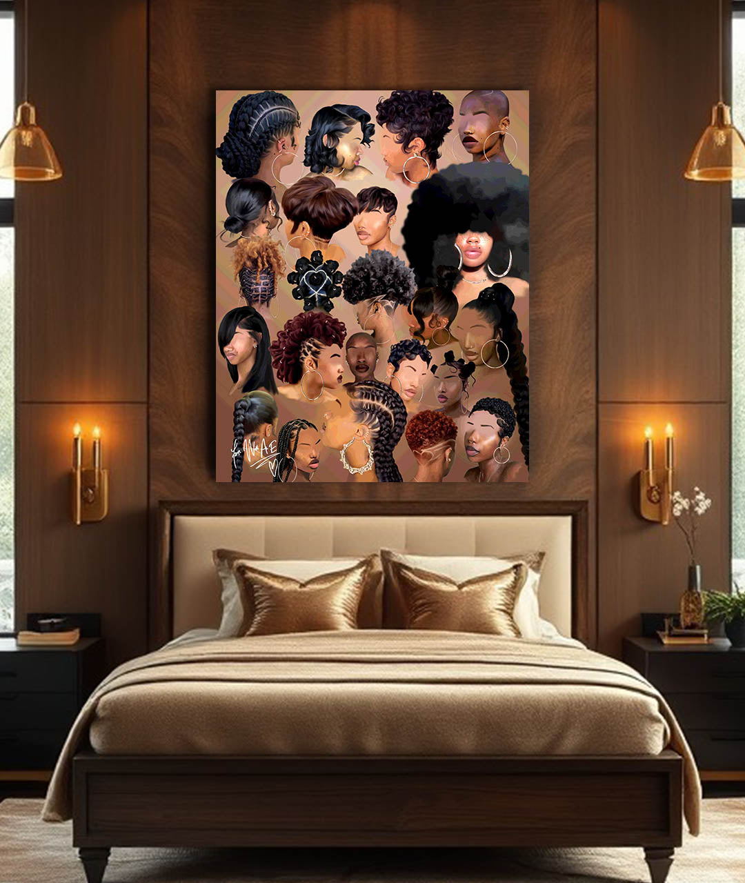 Black Girl Hair Collage Canvas Print