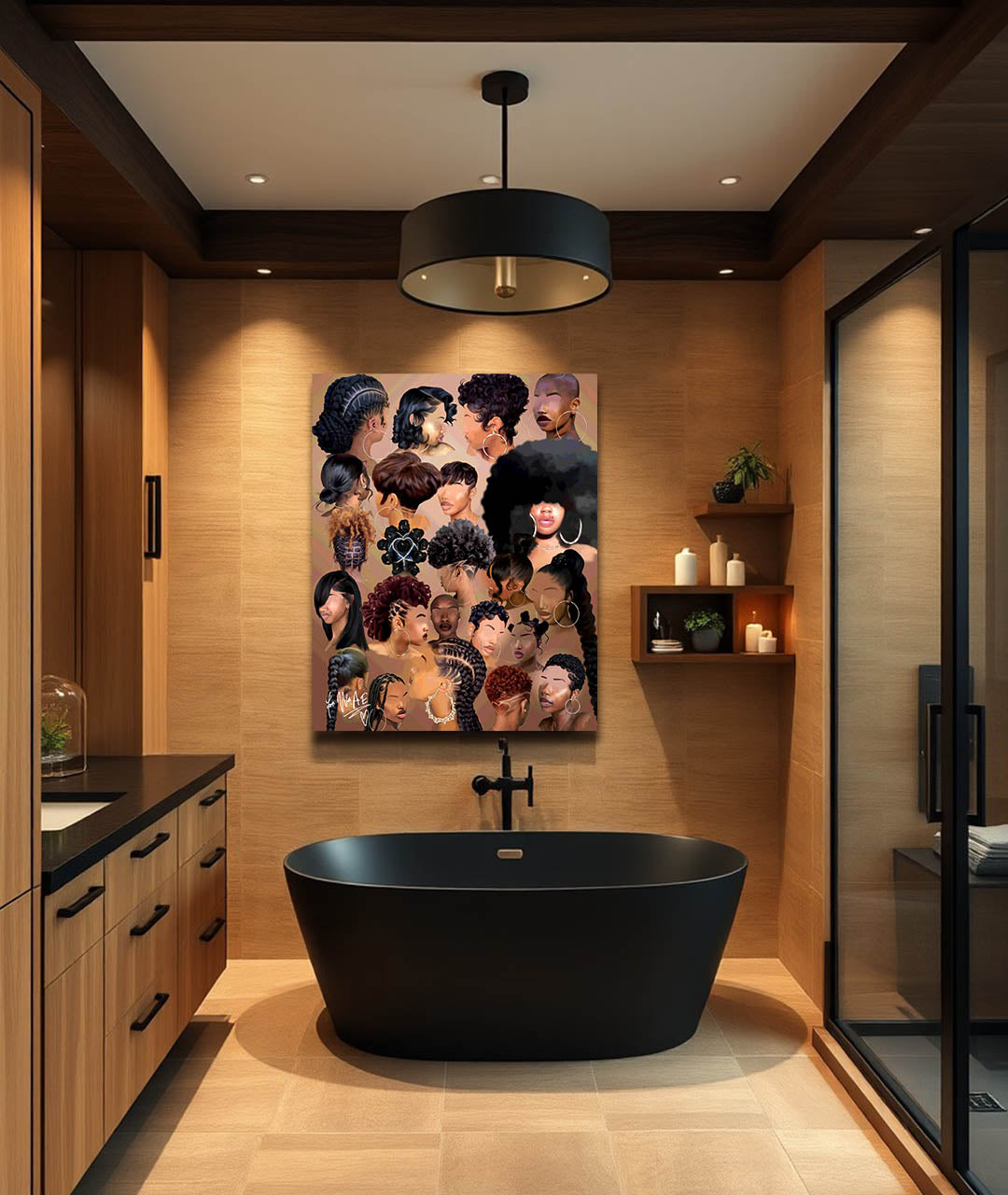 Black Girl Hair Collage Canvas Print