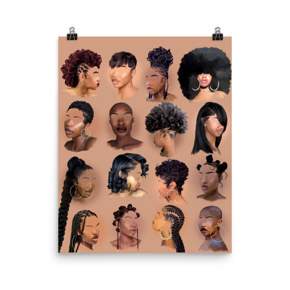 Black girl hair poster print