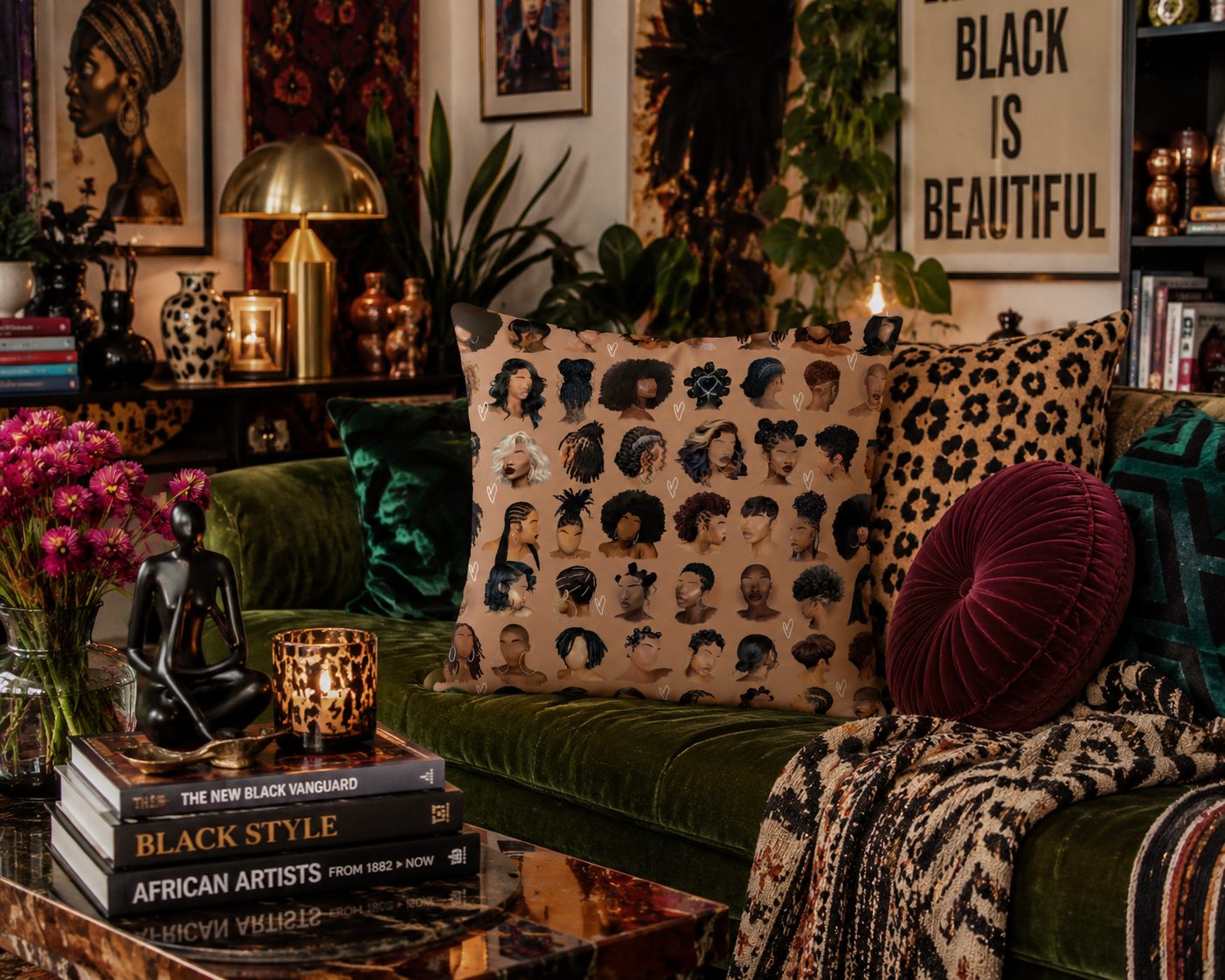 Black Girl Hair Pillow
