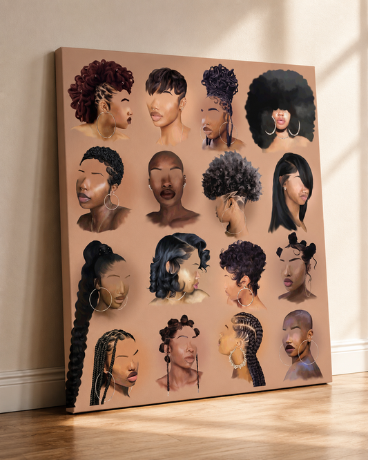 Black girl hair wall art