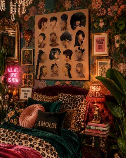 Black girl hair wall art