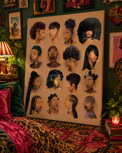 Black girl hair wall art