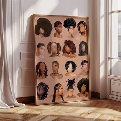 Black girl hair III poster print