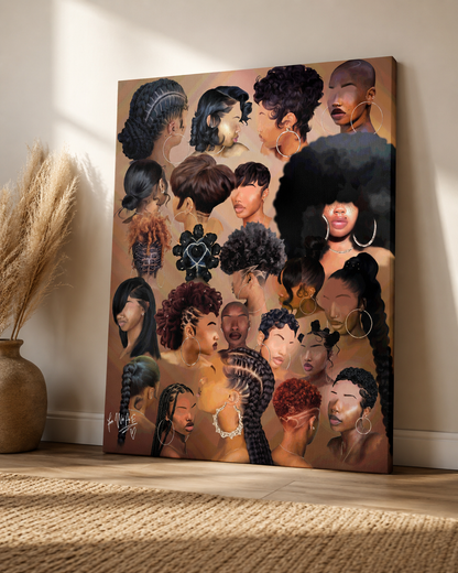 Black Girl Hair Collage wall art