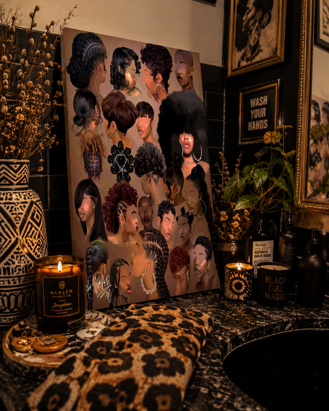 Black Girl Hair Collage wall art