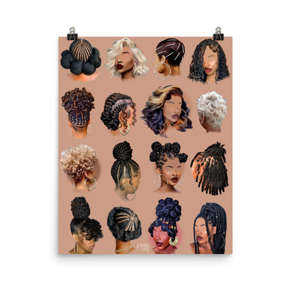 Black girl hair IIII poster print