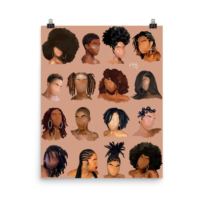 Black girl hair III poster print