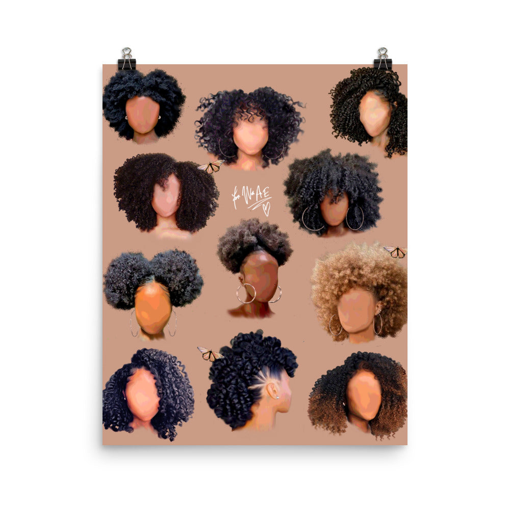 Black girl hair fros poster print