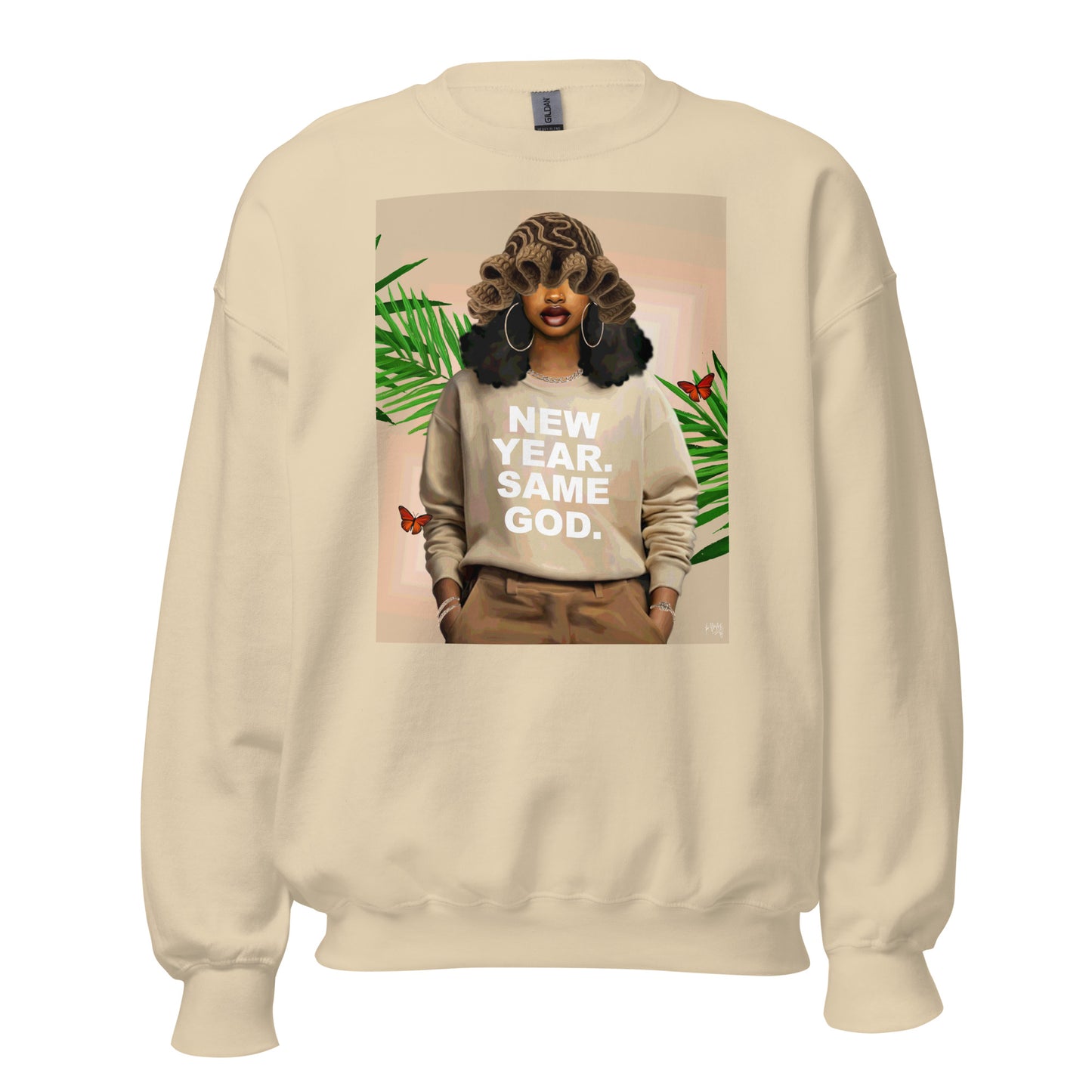 New year, Same God print sweatshirt